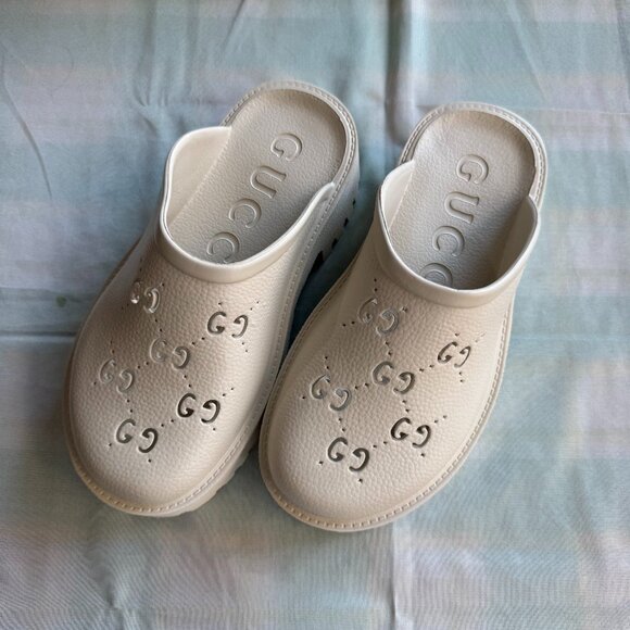 Gucci GG Hollow Platform Mule Slippers - Picture 1 of 7